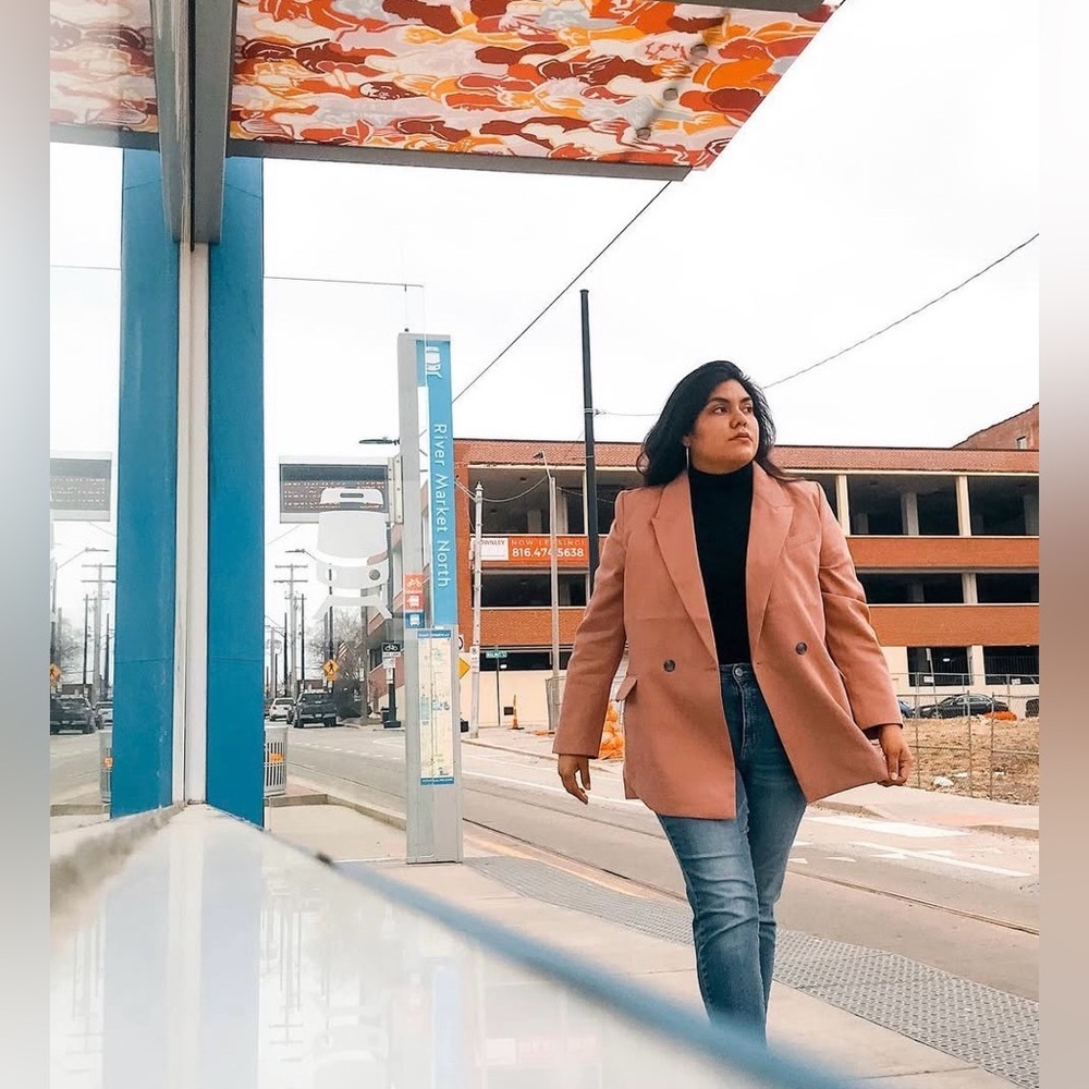 Stylish Over-Sized Salmon Pink Blazer